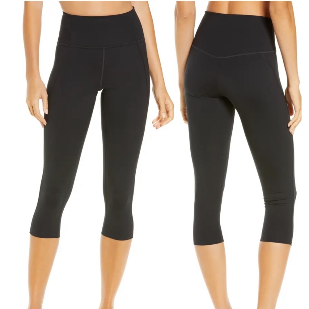 Girlfriend Collective high rise crop black leggings size Small